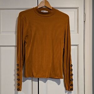 eye candy Mustard Ribbed Mock Neck Top